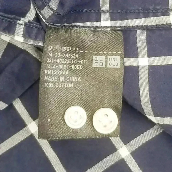 Uniqlo XL Men's Button Down Blue White Check Shirt - Picture 7 of 7